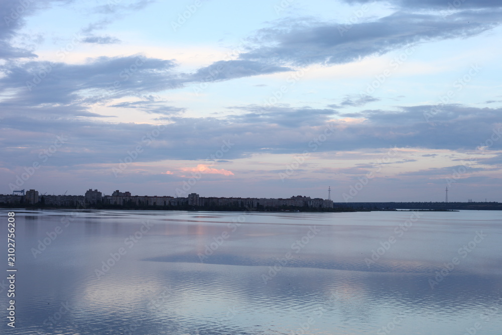 Fototapeta premium sunset over the river