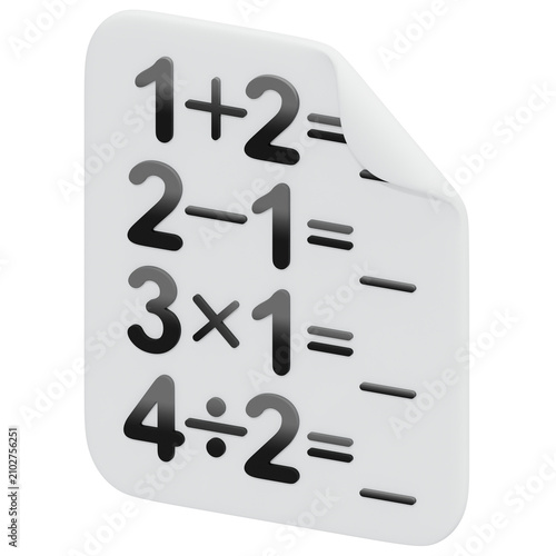 Fotografie 3D Math Problems Worksheet Isometric View