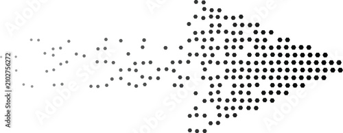 Photos Abstract arrow formed from dissolving dots moving forward in digital space with