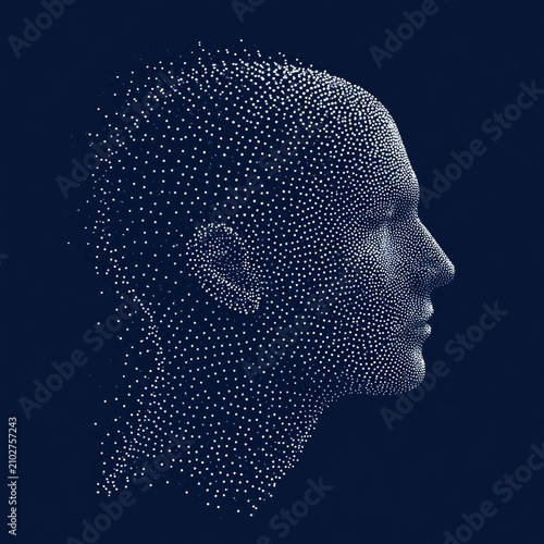Abstract Digital Human Head Formed by Particles.
