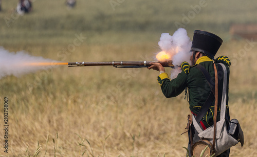 Картината върху платно Reenactment of the Battle of Waterloo