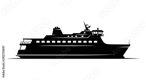 Bild auf Leinwand Silhouette of a passenger ferry boat on white background vector illustration of