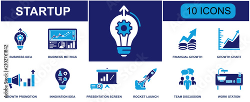 Tableau sur toile Modern startup business icon set