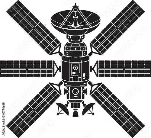 Tableau sur toile Communication satellite providing global network signal coverage worldwide