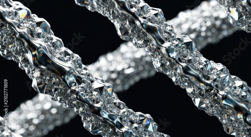 Close-up of icy frozen cables.
