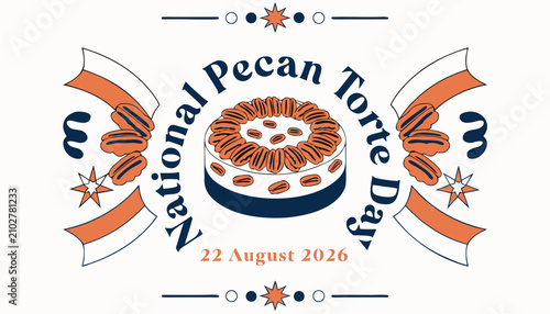 Konstfotografi Decorative graphic design celebrating the annual national pecan torte day event