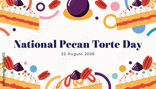 Cuadro en lienzo Festive flat illustration celebrating national pecan torte day with sweets