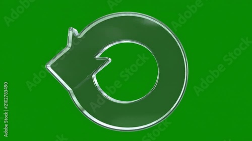 Metallic Circular Refresh Arrow on Green Screen Background Seamless Loop 4K Chroma Key Animation