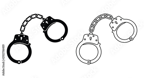 Konstfotografi Handcuffs In Black And White Detailed Silhouette