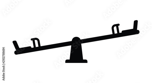 Принти на полотні Seesaw Silhouette On White Background teeter totter playground