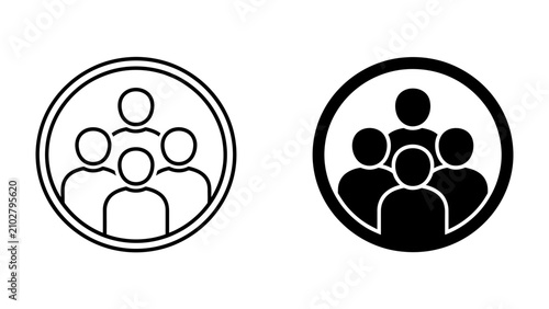 Obraz na plátne Group Icon: A simple graphic representation of a group of people, depicted as stylized figures within a circle