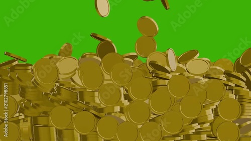 Falling Gold Coins Green Screen
