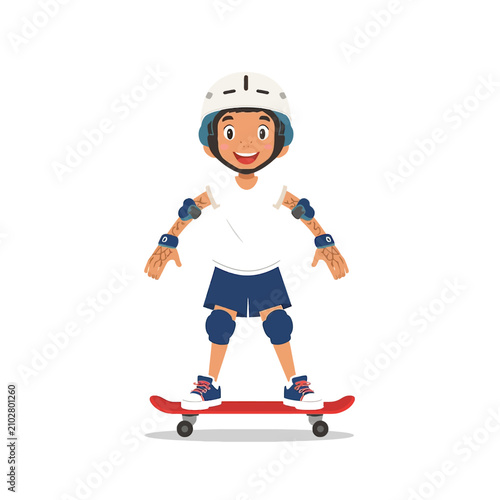 Young Person Wearing Protective Gear Riding a Skateboard.