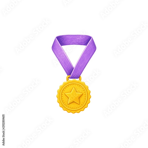 Yellow Trophy Medal Hand Drawn Clipart on Transparent Background