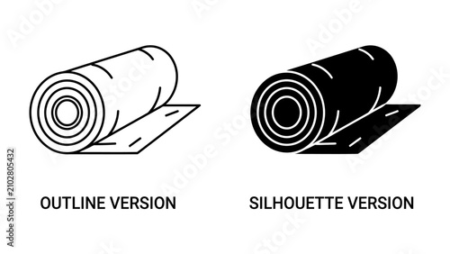 Foto Roll of Material: This graphic resource features two identical rolls of material, one in outline and the other in silhouette