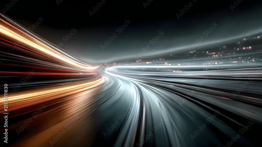 Obraz premium Abstract technology light streaks futuristic digital communication concept Images