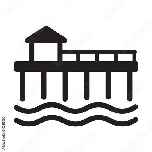 Photos Beach pier silhouette icon in vector EPS format