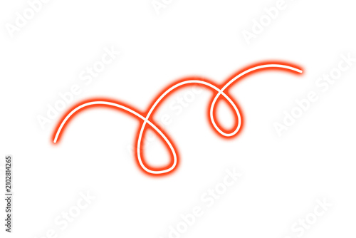 Canvastavla Minimalist Neon Orange Curly Swirl Wave Line Glowing Tubular Geometric Border Gr