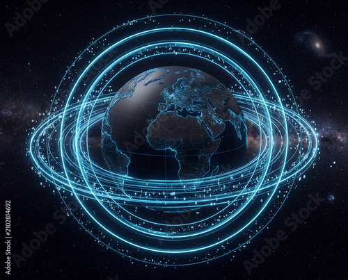 Digital earth globe with as isolated PNG