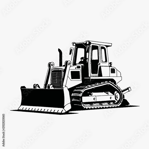 Heavy Duty Bulldozer Construction Vehicle Illustration.