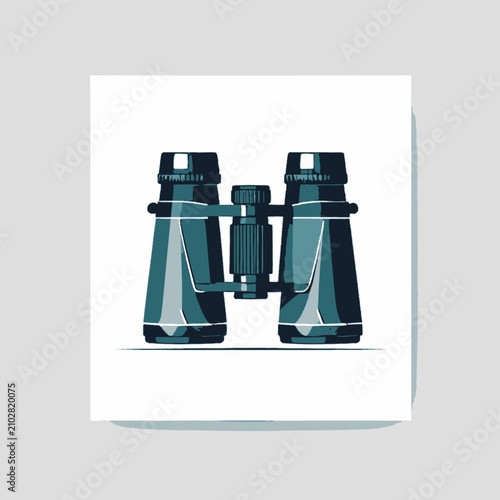 Modern Binoculars Illustration for Observation and Exploration.