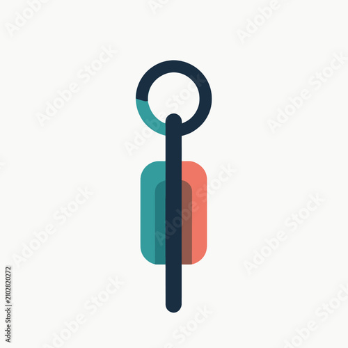 Modern minimalist illustration of a single key with a colorful fob.