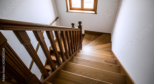 a classic wooden staircase in a luxury home