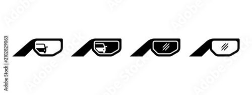car side view mirror icon in black style concept