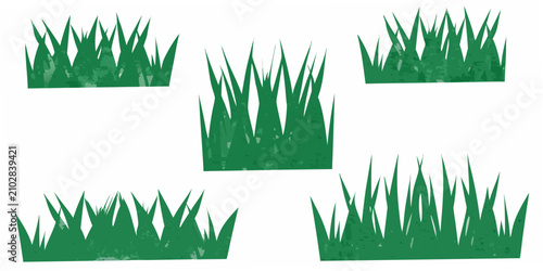 Fotografía Green Grass Silhouettes On White Background Vector Illustration