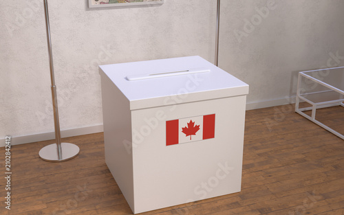 Obraz na płótnie Ballot Box with Canada Flag Label in a Room