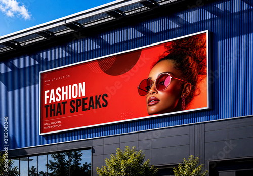 Horizontal Billboard Mockup on Modern Building Facade
