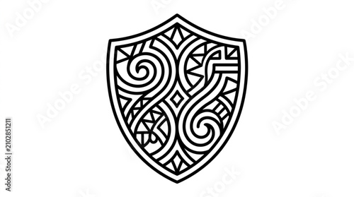 Canvas Print Intricate Viking Shield Design with Symmetrical Patterns.