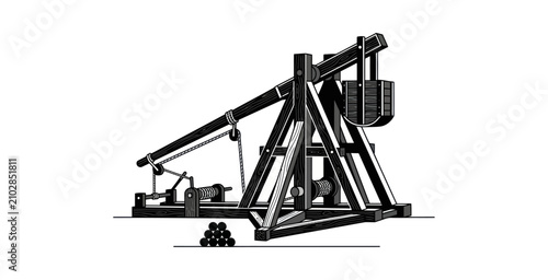 Canvas-taulu Medieval Trebuchet Siege Engine Vector Illustration