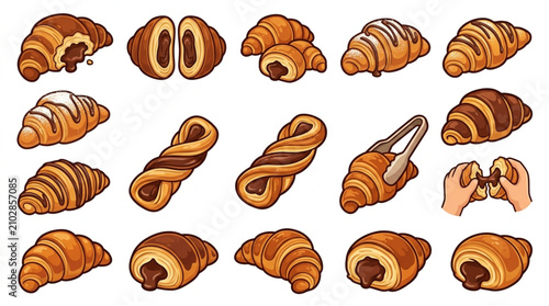 Konstfotografi Collection of Delicious Croissants and Pastries.