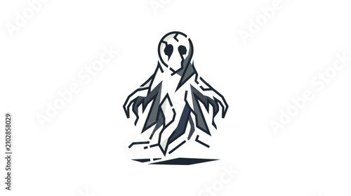 Foto Stylized ghost illustration with dark eyes and flowing form.