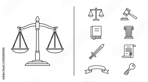 Law and Justice Legal Icon Set