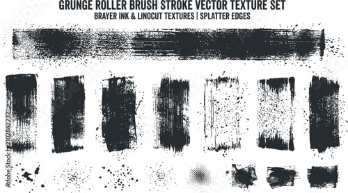 A graphic designer using a grunge roller brush stroke vector texture set for creative projects