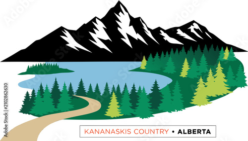 Canvastavla Very beautiful realistic vector illustration of KANANASKIS COUNTRY • ALBERTA fea