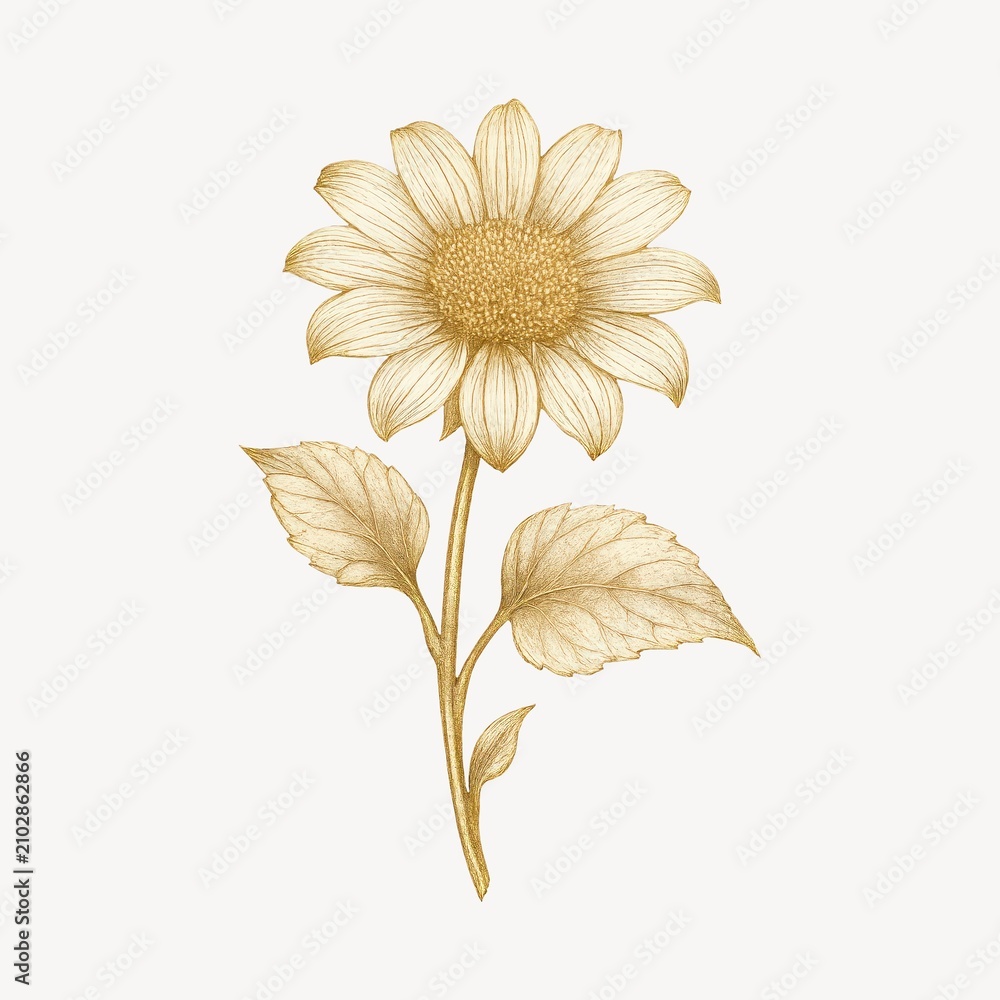 Obraz premium Elegant golden sunflower illustration.