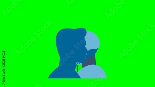 AI technology. Debate. Human and robot conducting discussion on public debates. A human and a robot are talking into a microphone. Artificial intelligence technology. 2d flat animation. Alpha channel