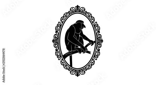 Photos Monkey in oval frame silhouette.