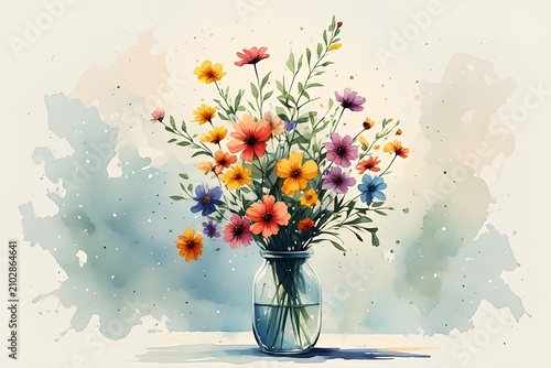 Light Airy Watercolor Bouquet Home Decor