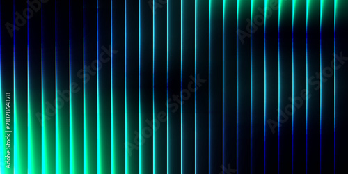 Принти на полотні Abstract geometric pattern of vertical neon glowing lines in vibrant blue and gr