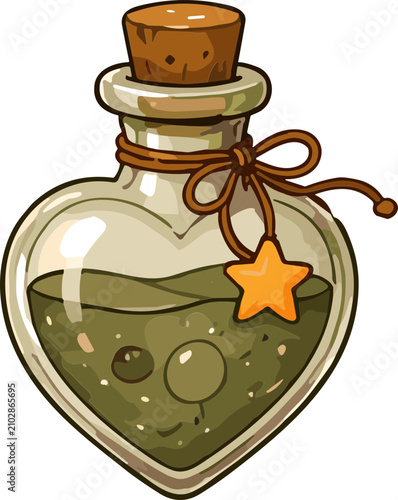 Cute Halloween Heart Shaped Magic Potion Glass Bottle Sticker