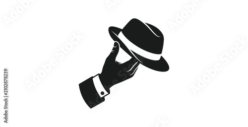 Foto Hand Tipping Fedora Hat Silhouette