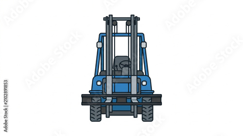 Photos Blue Forklift Truck Front View Illustration.