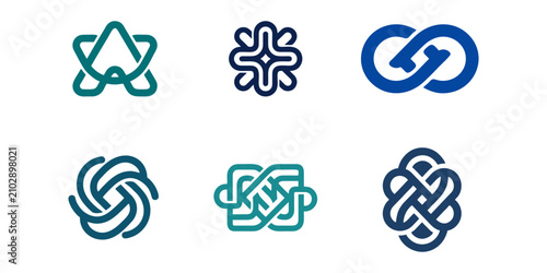 Set of abstract geometric monogram and modern corporate identity logo symbol designs for business branding and professional company identity
