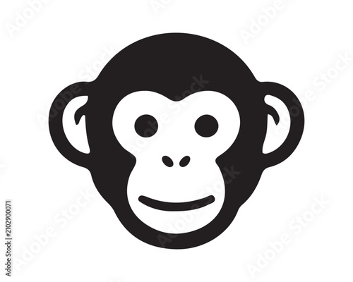 Photography PrintCute cartoon monkey face smiling cheerfully