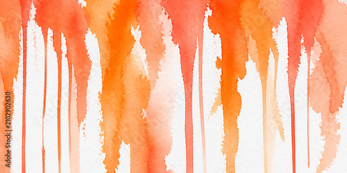 Obraz na płótnie Coral Orange Drip Cascading Warm Pigment Trails Watercolor Texture Background