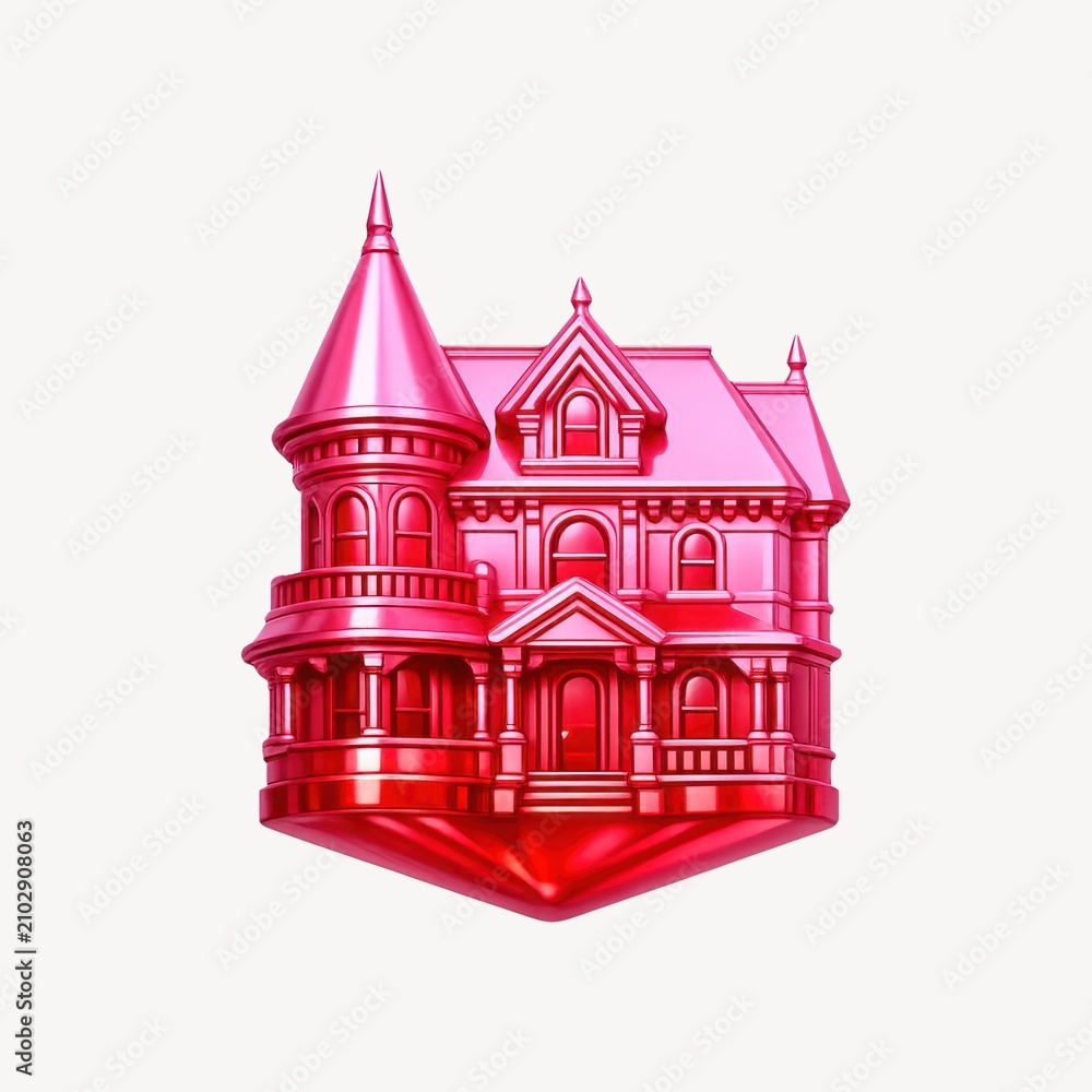 Naklejka premium Pink Victorian house illustration